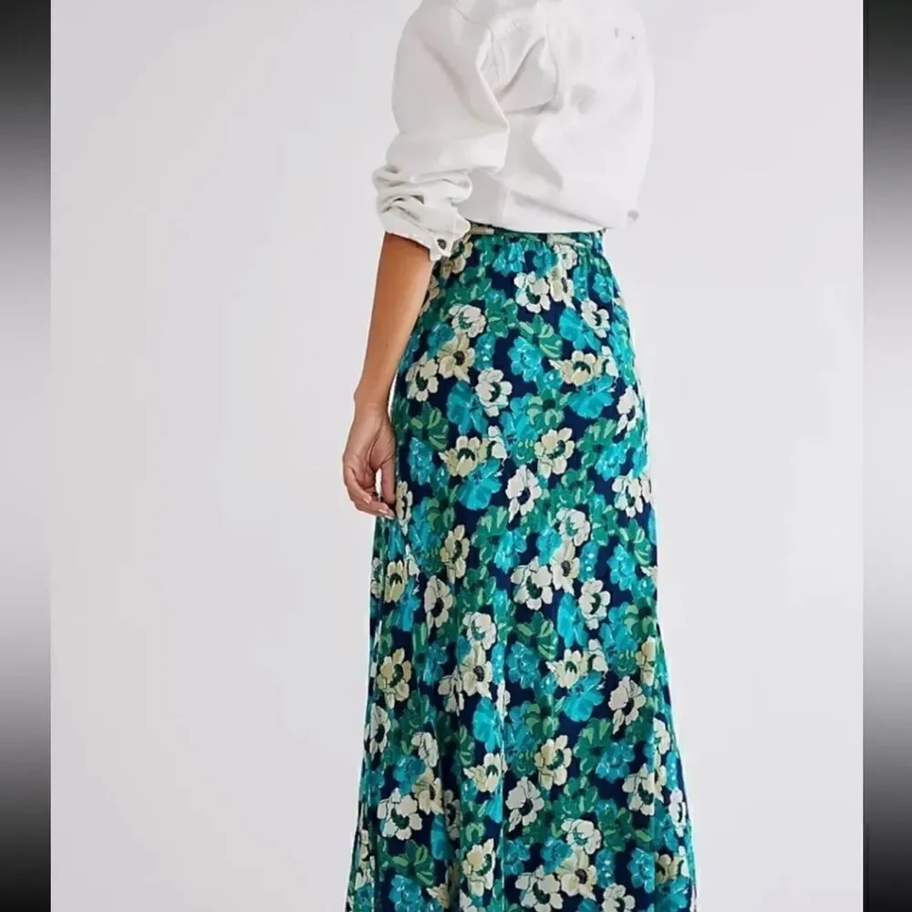 NEW FREE PEOPLE THATS A WRAP PRINTED MAXI SKIRT